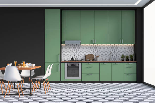 Green cabinets | Vic's Carpet & Flooring